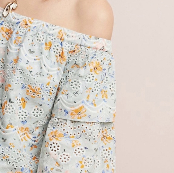 LAIA Anthropologie Ashtabula Embroidered Eyelet Ruffle Top - Picture 2 of 10